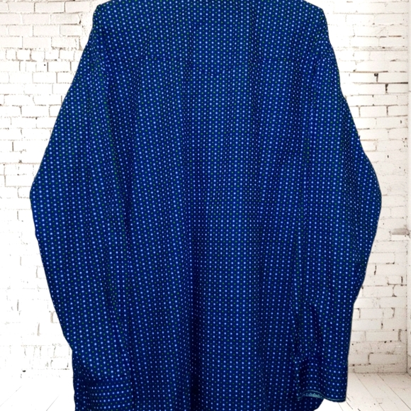 Panhandle Rough Stock XXL Men's Rodeo Shirt Blue Print Snap Western L/Sleeve - Picture 5 of 7